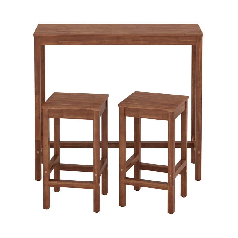 Ensemble de salle à manger rectangulaire pour 2 personnes, Brun teck