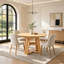 Table de salle à manger extensible ronde avec rangement caché et détails décoratifs tissés