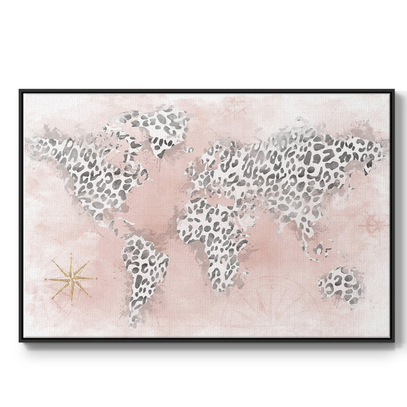Carte de guépard rose sur toile, H 17 po x l 25 po x P 2 po, Noir