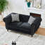 Canapé 67 po en tissu d'ameublement en velours Chesterfield 67 po avec accoudoirs roulés et têtes de clou, canapé Mid-Century rembourré, canapé 2 places pour salon, bureau, appartement-1505851987