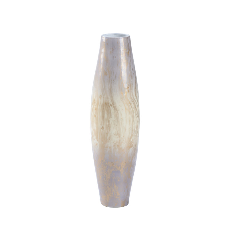 Handmade Metal Table Vase, 24" H x 7.5" W x 7.5" D, Oyster Swirl