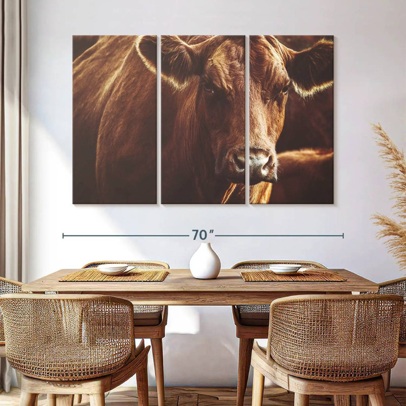 Brampt Expressive Brown Cow, 42" H x 65" W