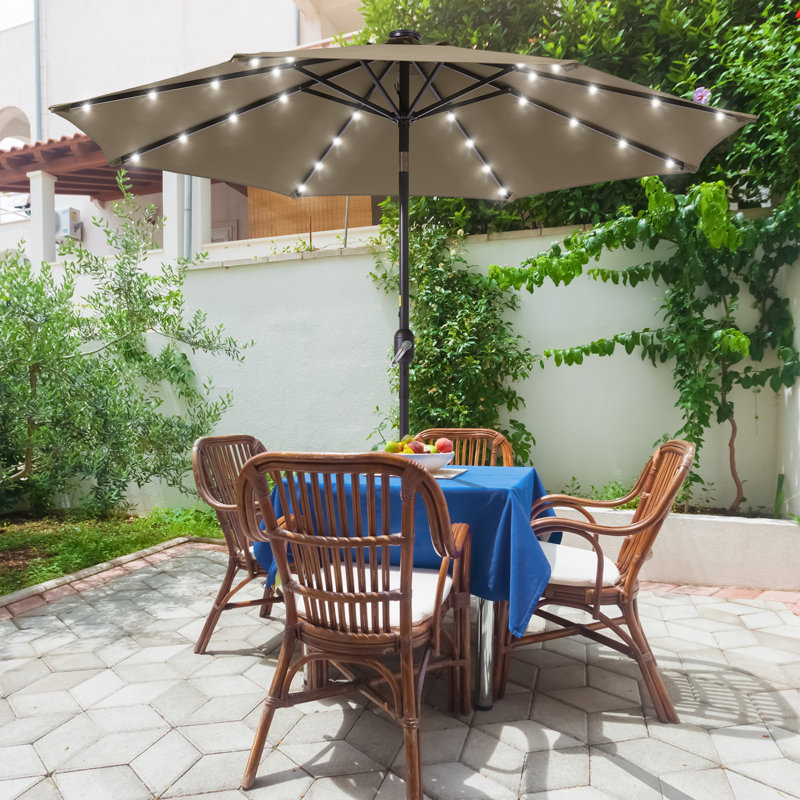 Parasol de marché lumineux 9 pi Odis, Taupe, H 92,5 po x l 108 po x P 108 po