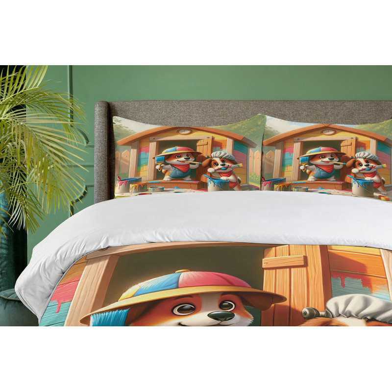 Ensemble de housse de couette en microfibre, Housse de couette pour grand lit et 2 taies décor