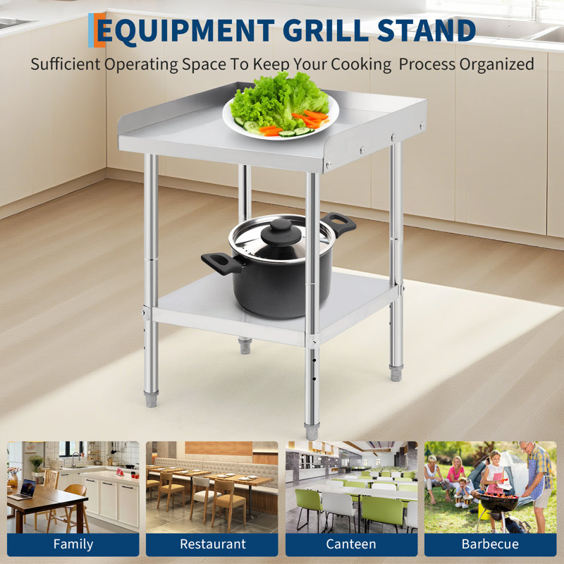 Table de support en acier inoxydable à 2 niveaux certifiée NSF