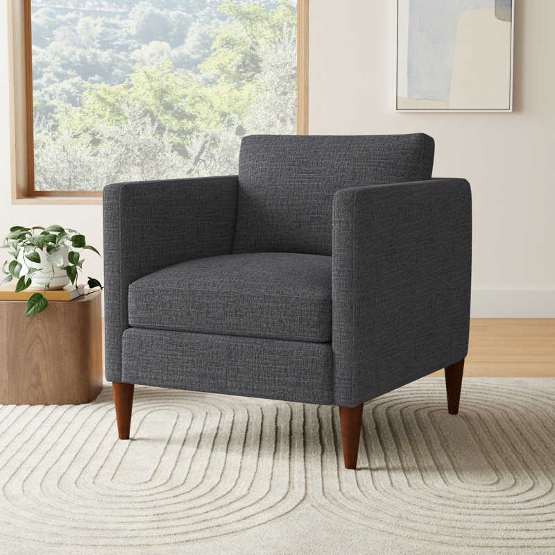 Clifford Upholstered Custom Armchair, Nomad Indigo Performance Chenille