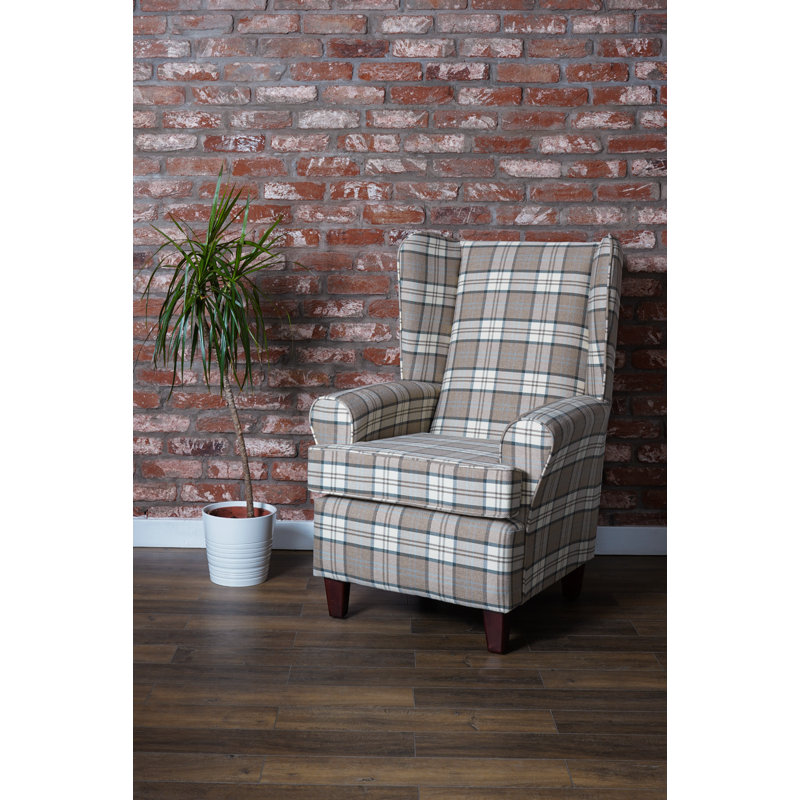 Bartee Wingback Chair, Grey/Brown