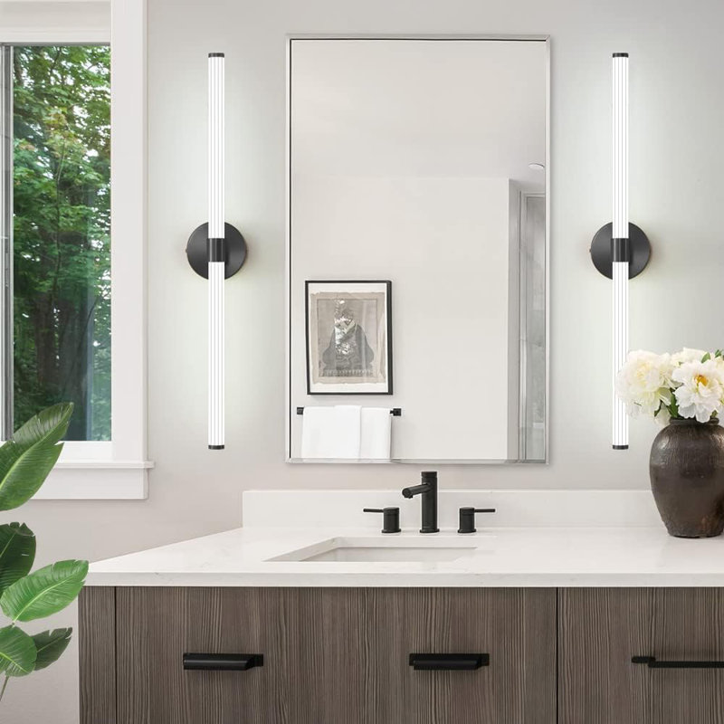 Barre d'éclairage de miroir de salle de bain 1 lumière DEL Gokay, Noir