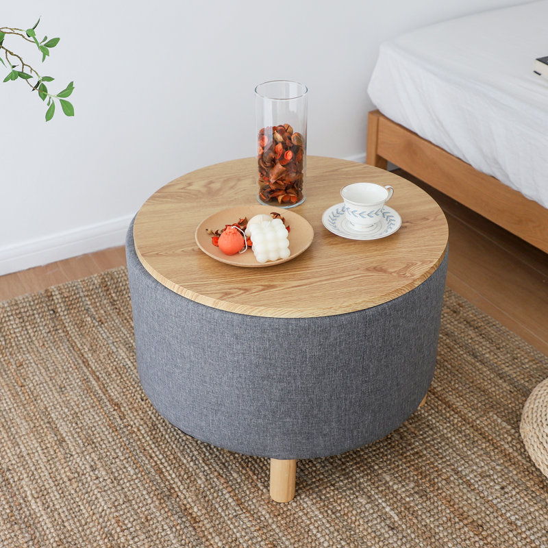 Solid Wood Top Coffee Table, Gray