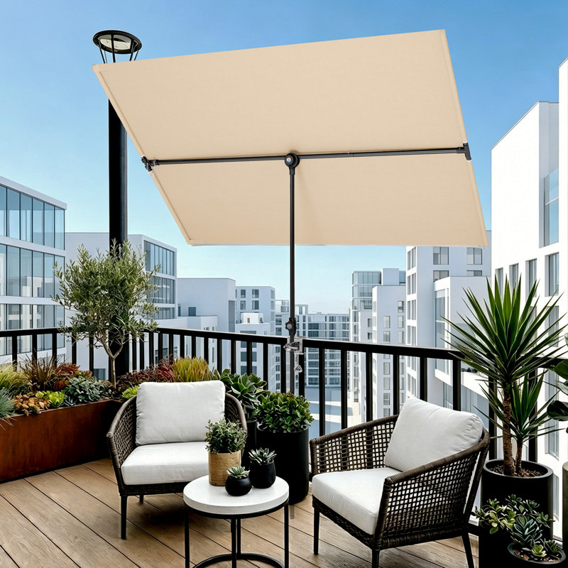 180cm X 130cm Rectangular Balcony Parasol, Beige