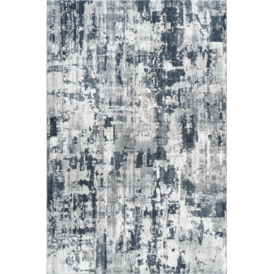 Tapis bleu abstrait et gris Andrew