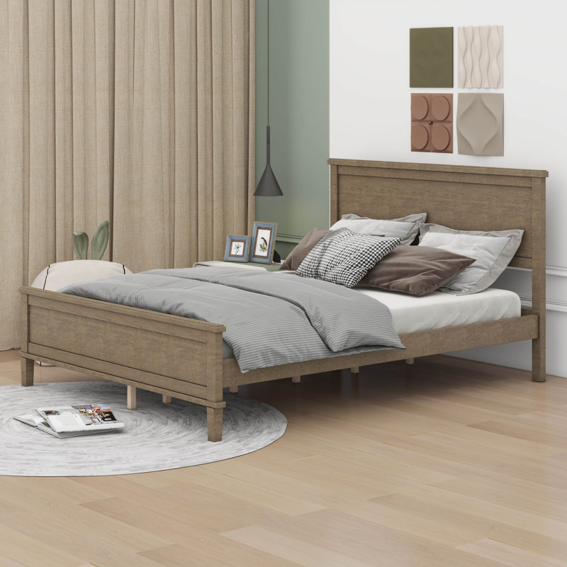 Lit plateforme en bois Burt, Double, Brun