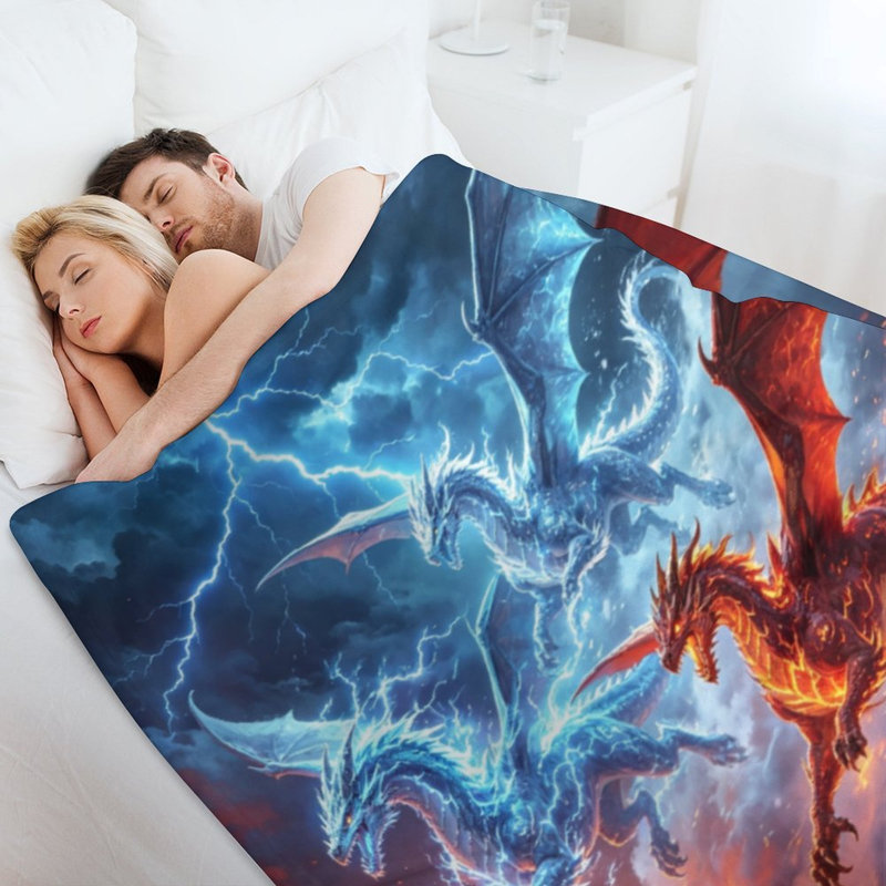 Three Dragons Flying (1) Jeté en flanelle de luxe, couverture douce et chaude pour le salon, 50 x 60 po
