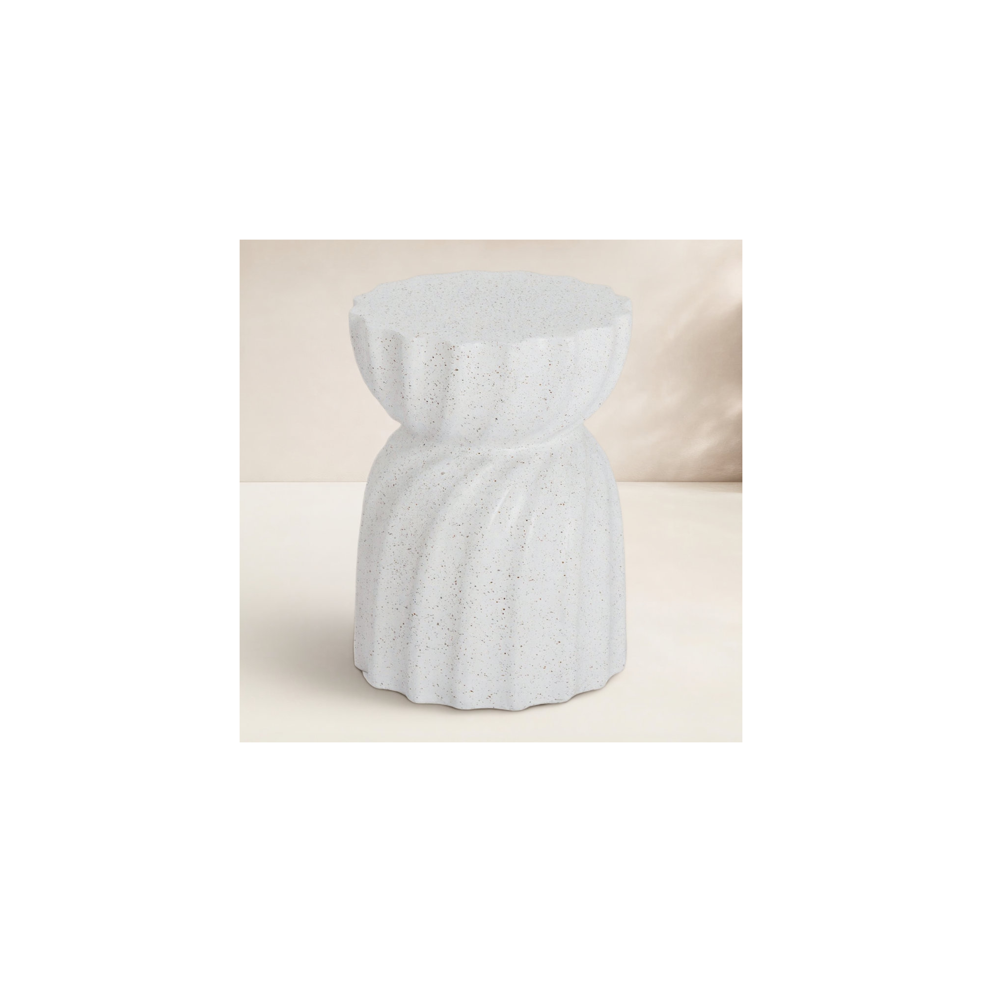 14.2'' Stone Outdoor Side Table, White