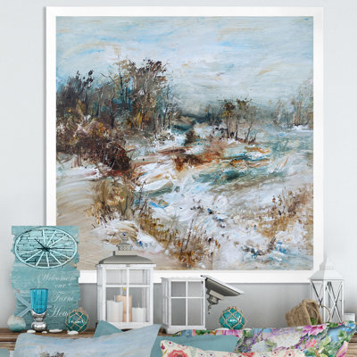 " Cottage Landscape In Winter IV " Painting Print