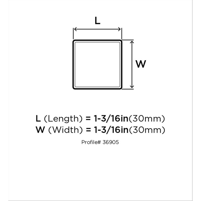 Monument 1 3/16" Length Square Knob, Matte Black
