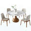 Table de salle à manger en marbre moderne, table en pierre frittée ronde de 59 po pour la salle à manger, cuisine, coin-repas, espace compact avec plateau tournant (4 chaises)-958808480