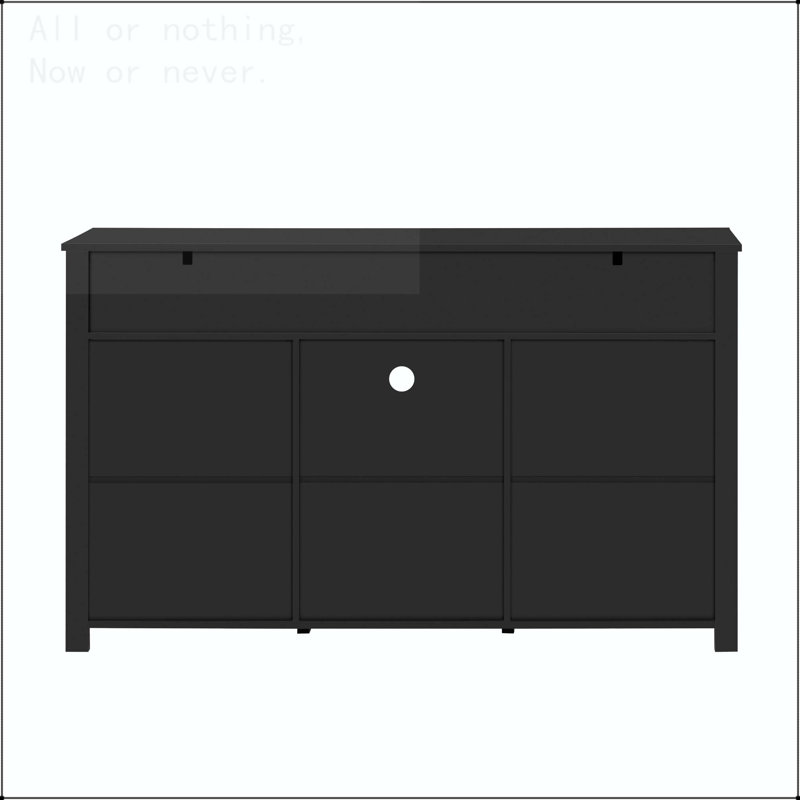 Sliding Barn Door Sideboard with Metal Mesh and Adjustable Shelves, Black