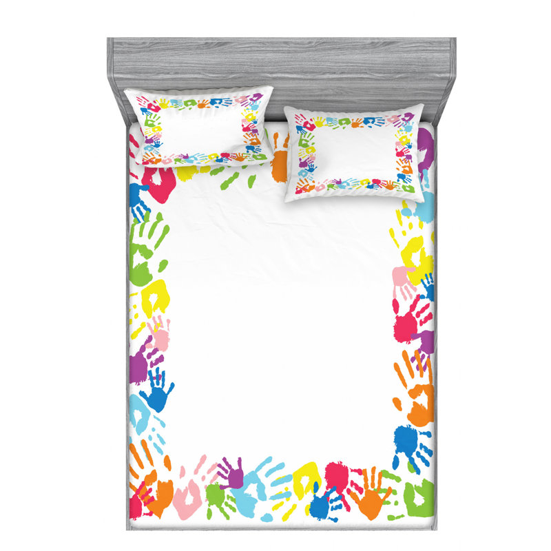 Microfiber Patterned Fitted Sheet, Queen Fitted Sheet with 2 Pillowcases
