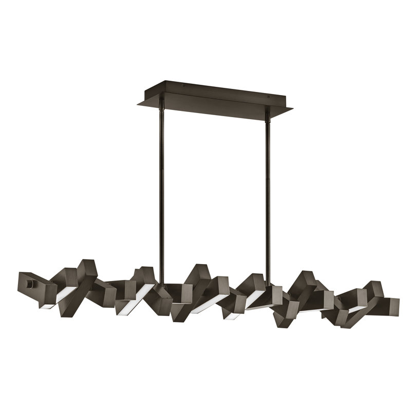 1 - Light Kitchen Island Rectangle Chandelier, Painted Black Oxide