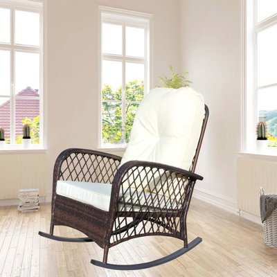 Chaise berçante d'extérieur en osier à assise large (sans la table)
