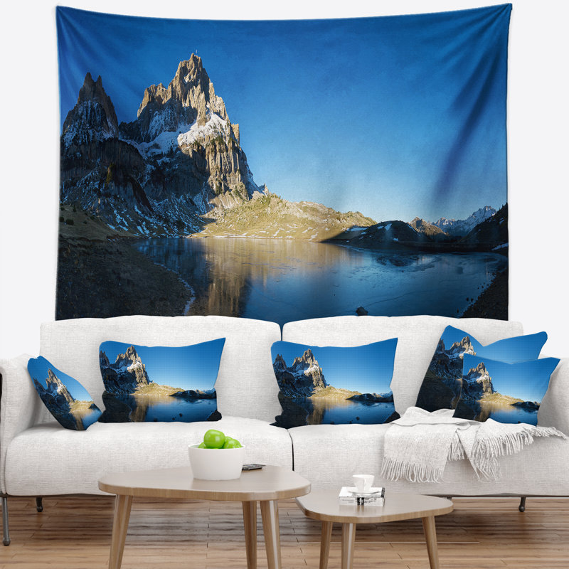 Tapisserie paysage marin paysage des montagnes des Pyrénées, H 50 po x l 60 po