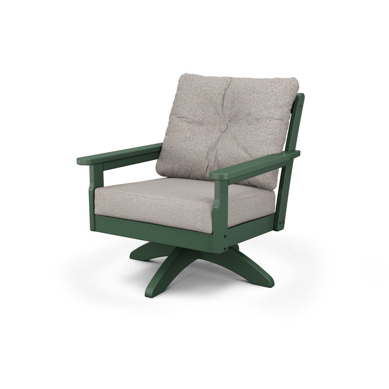Chaise pivotante à assise profonde Lakeside Vineyard, Tweed usé, Vert