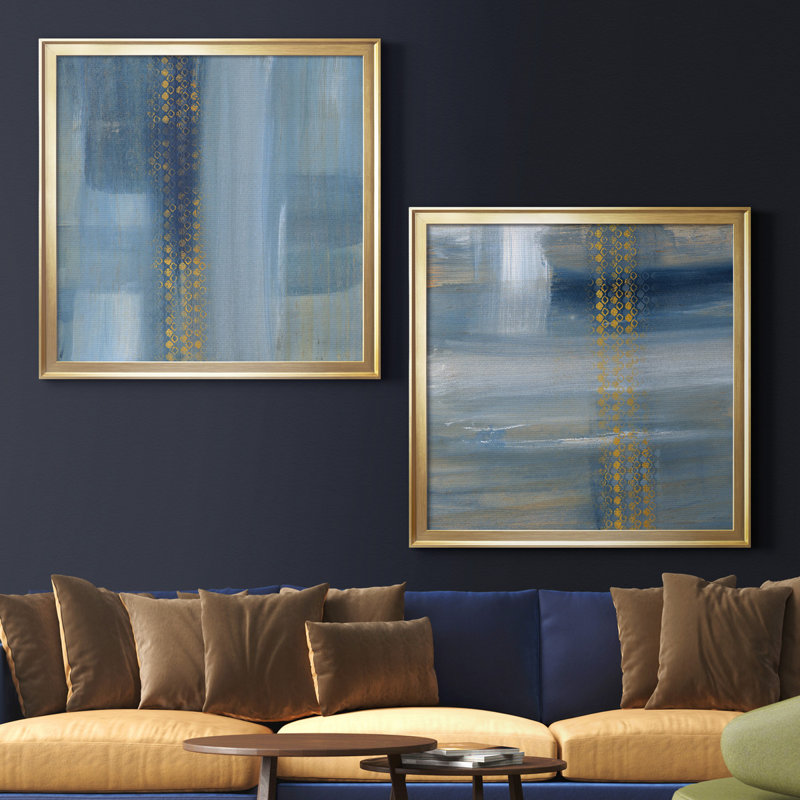 «Touching the Sky I», ensemble de 2 reproductions d'art, H 34,5 po x l 69 po x P 1,5 po, Toile encadrée d'or, Pas de tapis