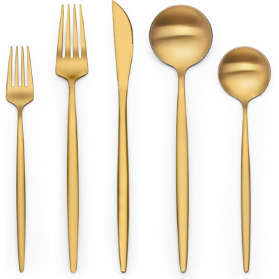 40 Piece Gold Silverware Set for 8