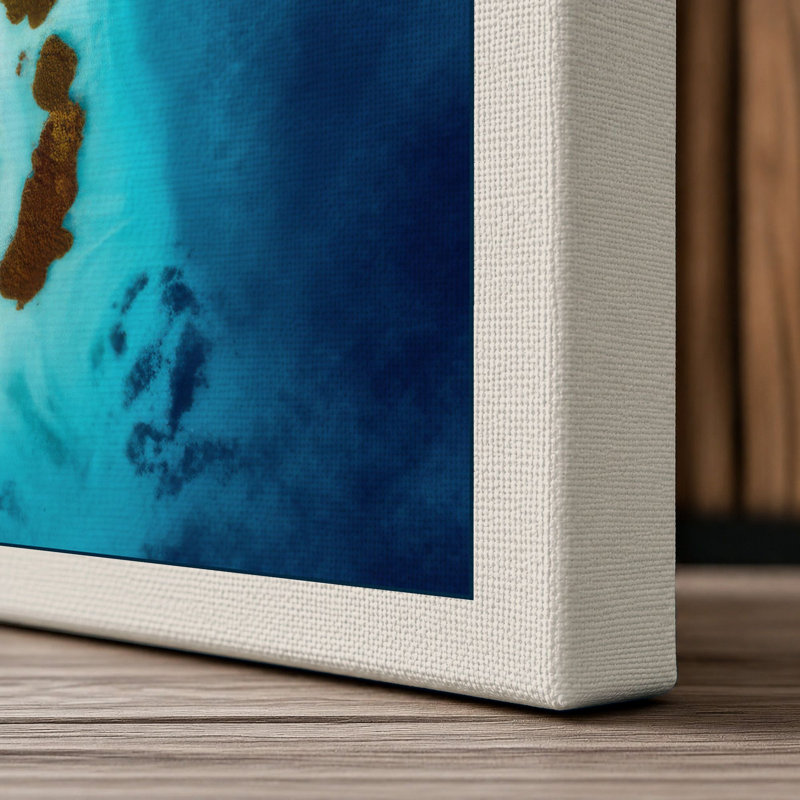 Atoll From Above Coastal - Wrapped Canvas, 24x16 - 61.0 x 40.6 cm, Cream Border