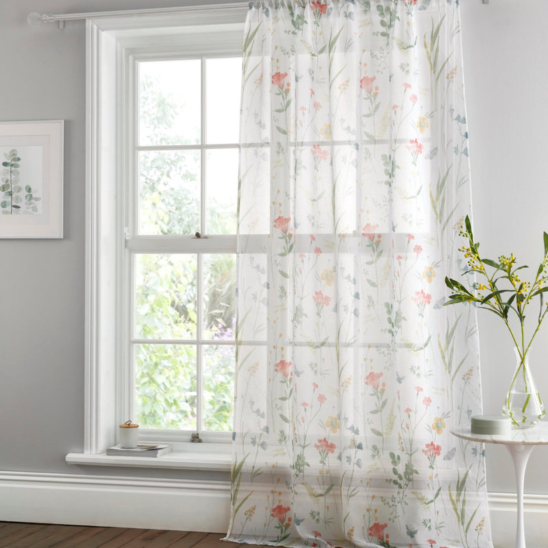 Spring Glade Semi Sheer Curtain Single Panel, Width 122 x Drop 140 cm