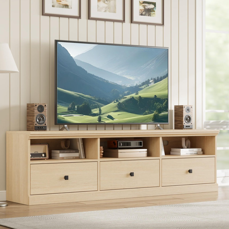 TV Stand For Tvs Up To 75", Natural/Black