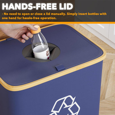 Bac de recyclage pour cuisine 26 gallons, bac de recyclage de 100 L avec couvercle et 2 sacs intérieurs réutilisables