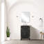 Meuble-lavabo simple avec miroir de 45,7 cm (18 po), comptoir en chêne noir de 50,8 cm (20 po) de largeur, système de fermeture amortie et espace de rangement.