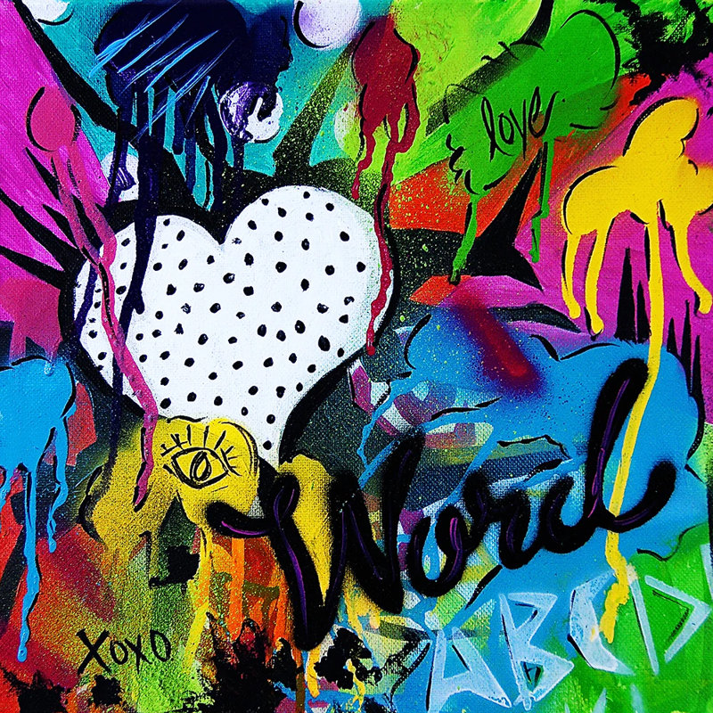 «Say the Word Girly Graffiti» par Timmery Pop, reproduction d'art sur toile tendue, H 24 po x l 24 po x P 1,5 po
