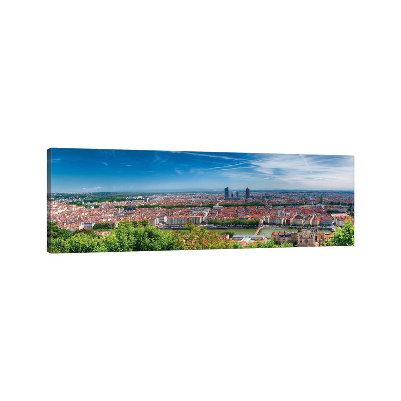 Panoramic View Of Lyon From The Fourvière Hill, France by George Oze - Wrapped Canvas Panoramic Print