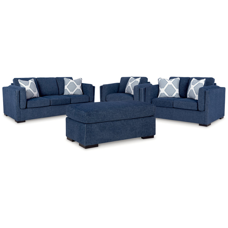 Canapé, causeuse, fauteuil surdimensionné et repose-pieds Evansley, Marine
