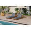 Outdoor Chaise Lounge Chair With 6-Position Adjustable Backrest,Acacia Solid Wood,Teak Colour (Only Lougne Frame, Not Include Cushion)-129629952