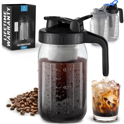 Zulay 32oz Cold Brew Maker - Mason Jar Glass, Leak-Proof Lid, Fine-Mesh Stainless Steel Filter
