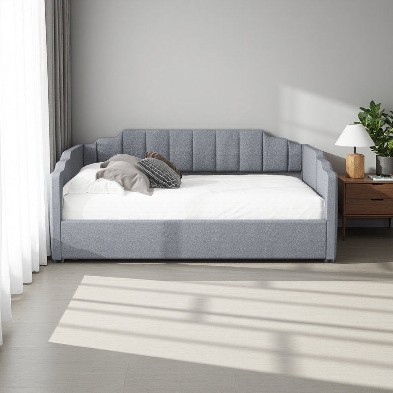 Upholstered Daybed With Underneath Storage,Full Size, Gray