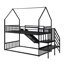 Lit superposé en métal avec lits simples noirs, glissade et escalier pour escalier «Delight» noir, ajoutant du charme à votre chambre à coucher-2143928514