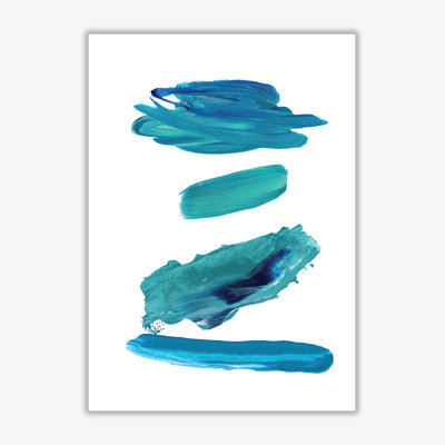 Turquoise Abstract Paint Strokes - Single Picture Frame Print