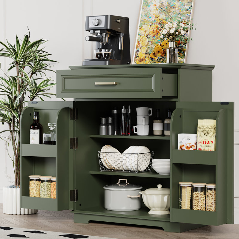 1Drawer 2-Door Accent Cabinets Chests with Storage for Living Room,Kitchen,Entryway,Dining Pantry Cabinet with 4 Hanging Shelves
