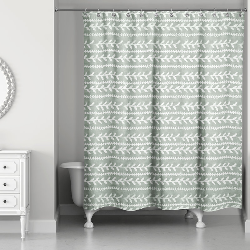 Rideau de douche simple à motif floral Trimont, Sauge