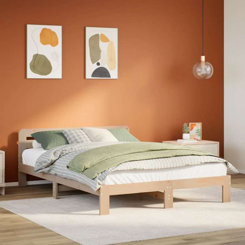 Tremaine Solid Wood Bed, Brown, 65.5cm H x 193.5cm W x 139cm D