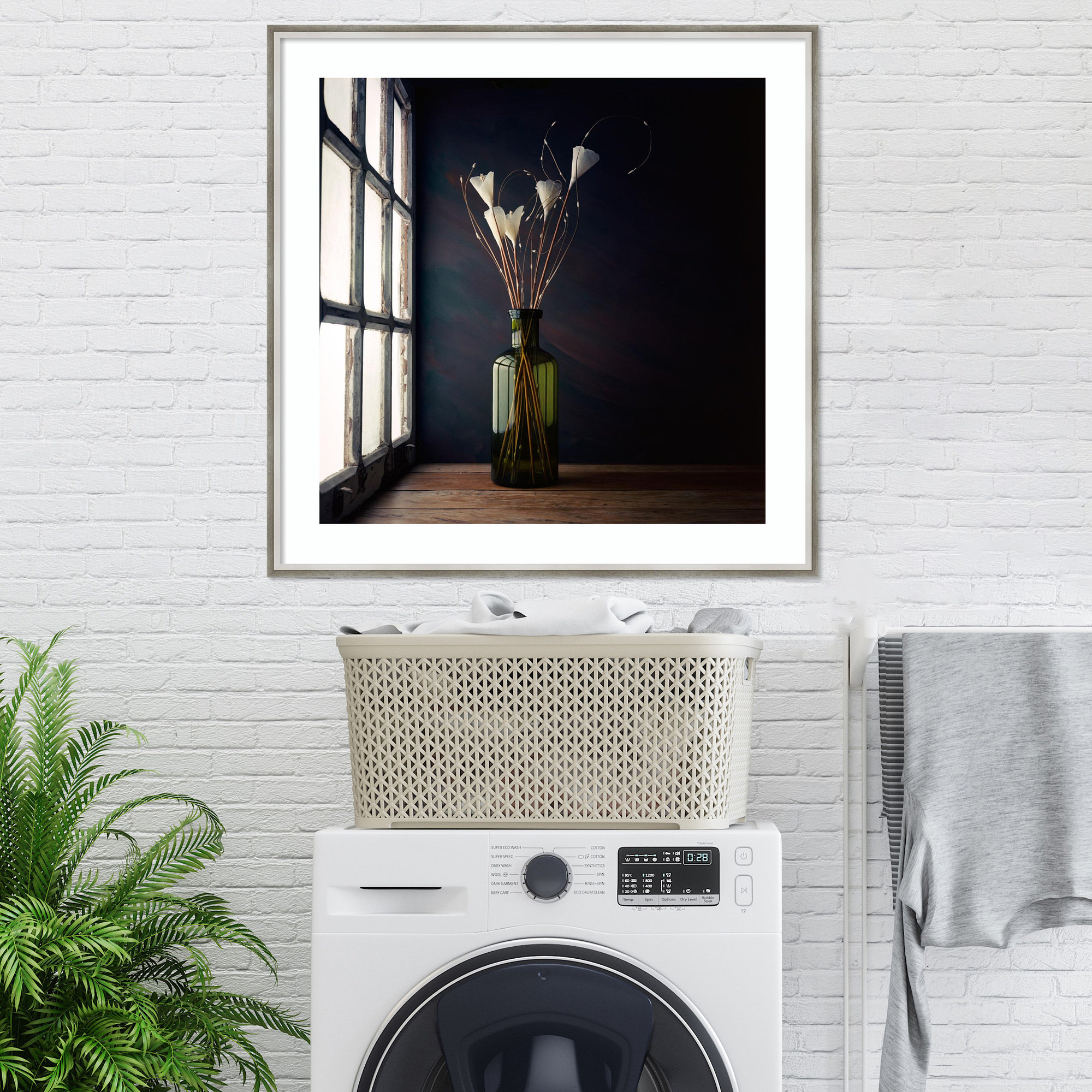 The Green Bottle by Luiz Laercio, Silver Framed, 33" H x 33" W