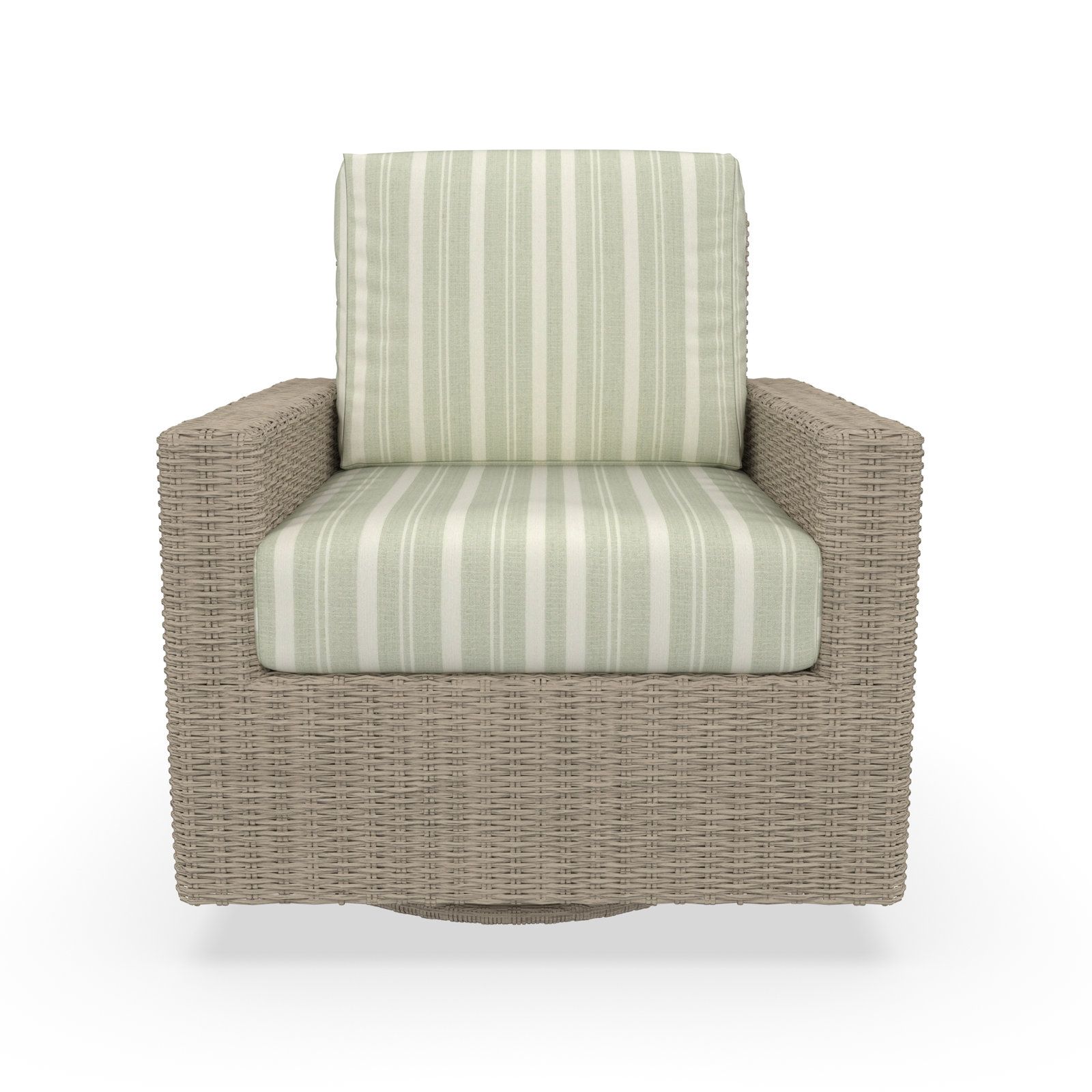 Outdoor Swivel Chair With Sunbrella Cushions, Striped, Tranquil Sage