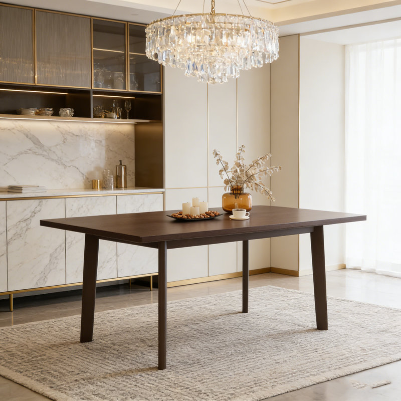 Table de salle à manger rustique de 60 pouces avec structure en bois massif et design moderne minimaliste pour une utilisation polyvalente.