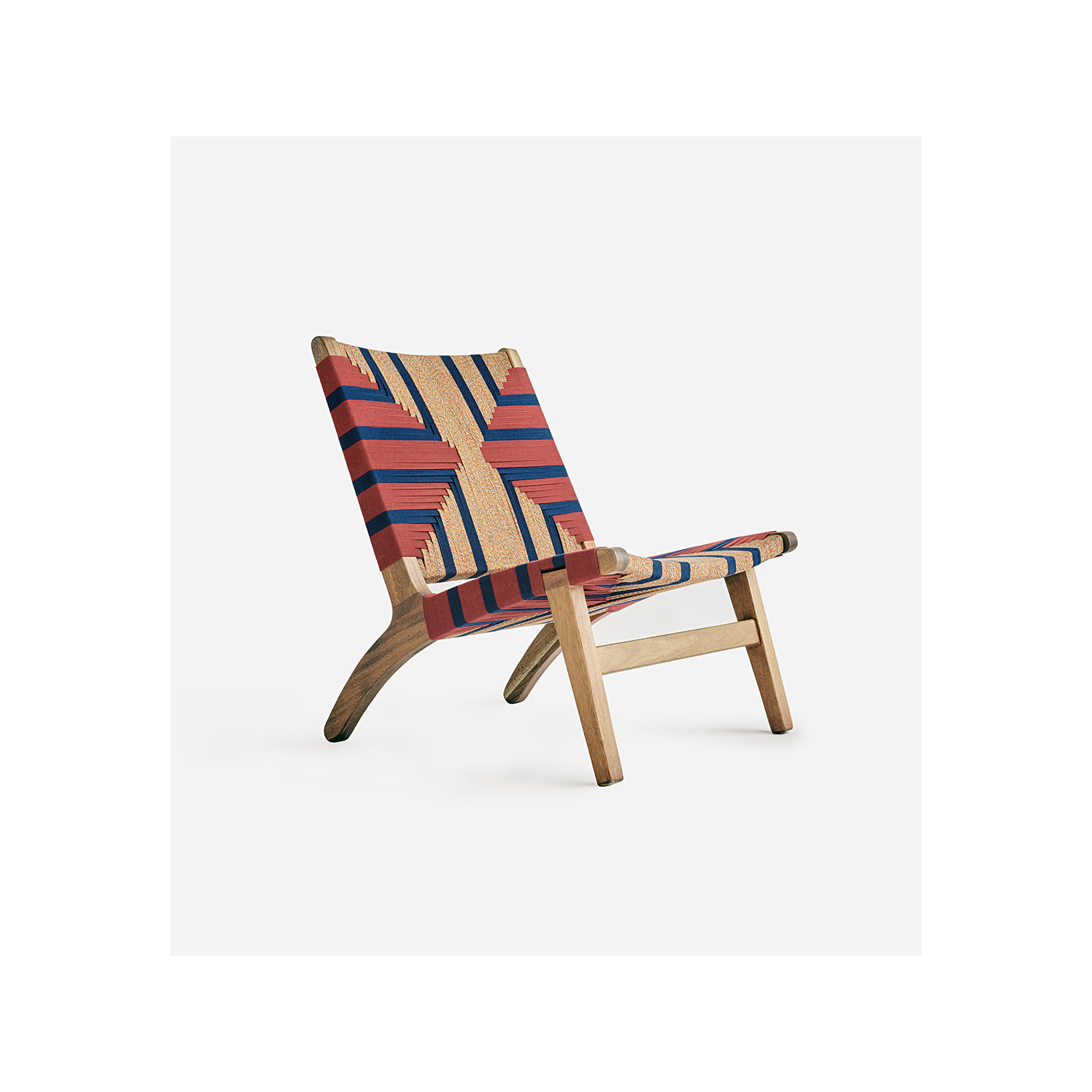 Masaya Upholstered Accent Chair, Teak, Momotombo Pattern