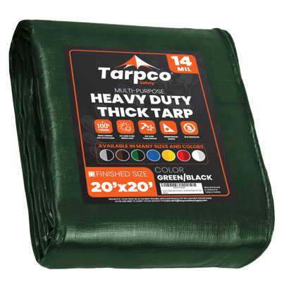 Bâche en polyéthylène robuste de 14 pi x 20 pi x 14 pi 14 po, imperméable et résistante aux rayons UV